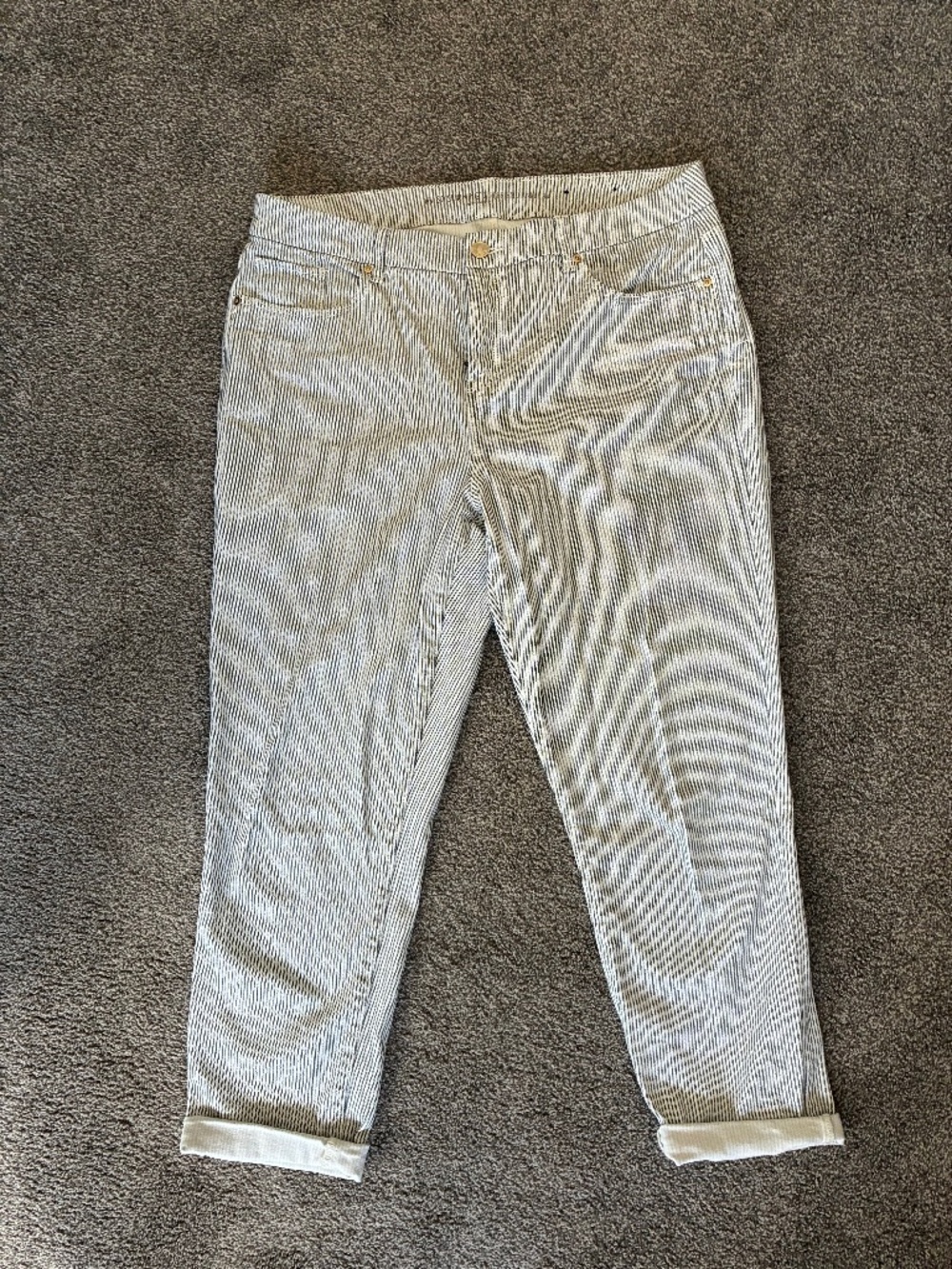 Chico’s So Slimming Girlfriend Ankle Pant in Nautical Stripe